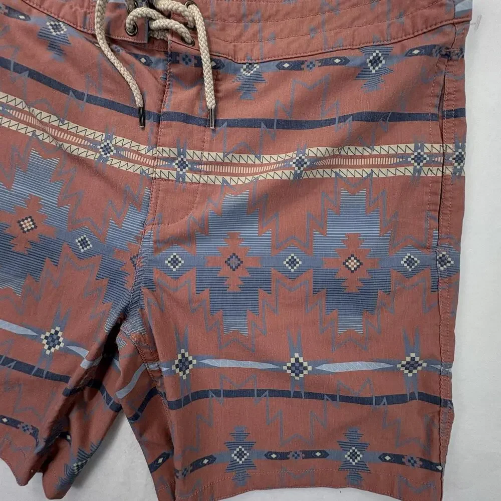Faherty Board Shorts Mens 36 Multicolor Aztec Print Stretch Swim Surf Beach
